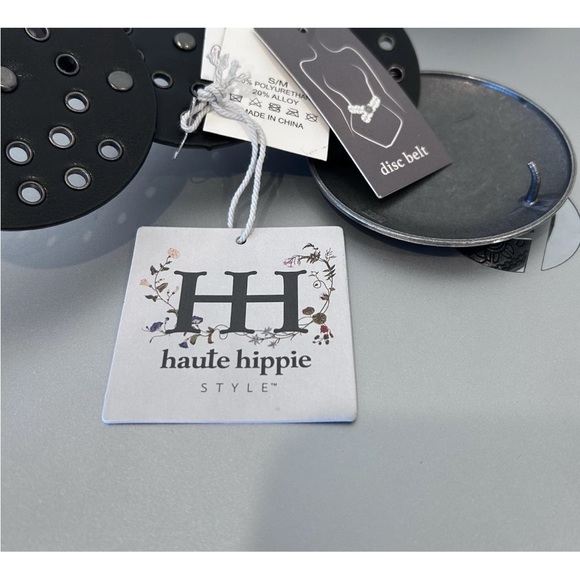 Haute Hippie Retro 70s Moroccan Grommet Disc Belt S/M Black Adjustable Wide NWT - Picture 4 of 4